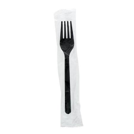 Amercare 6 1/2 in Wrapped Black Disposable Plastic Forks, PK1000 P1405FB